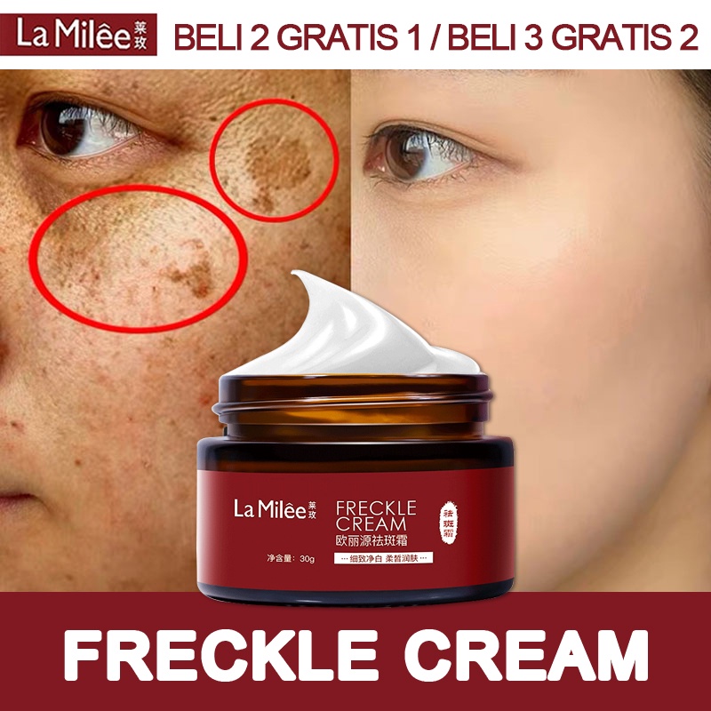 La Milee Krim Bintik Cream Penghilang Flek Hitam Salep Melasma Flek Hitam Ampuh Efektif Krim Penghilang Bintik-bintik 30Gr Hight Whitening Freckles Cream