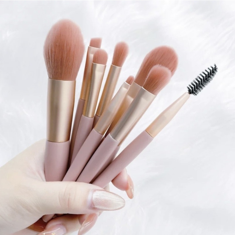 Kuas Makeup 8in1 Brush Rias Wajah Lembut Isi 8 Ziplock Pouch