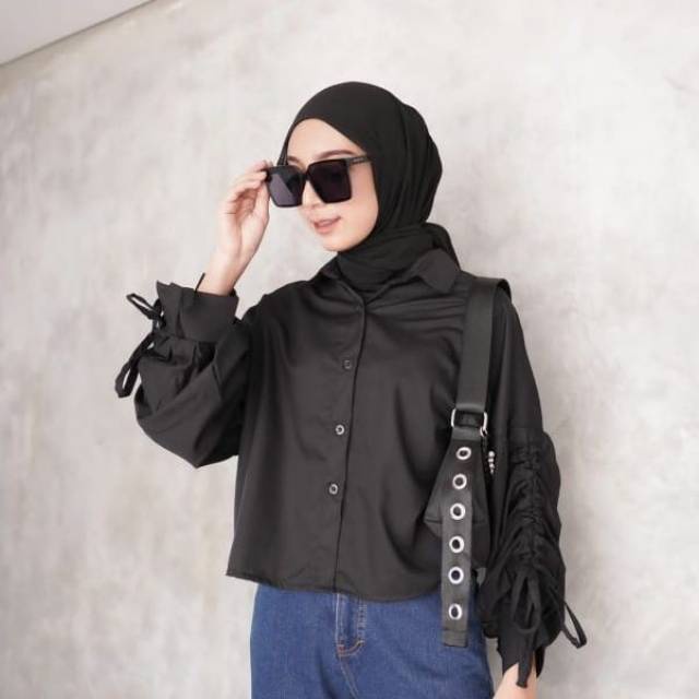 VS - Monic Top Blouse Serut / Lora / Semi Crop / Rona Kemeja / Lana / Locana / Atasan Wanita Selebgram