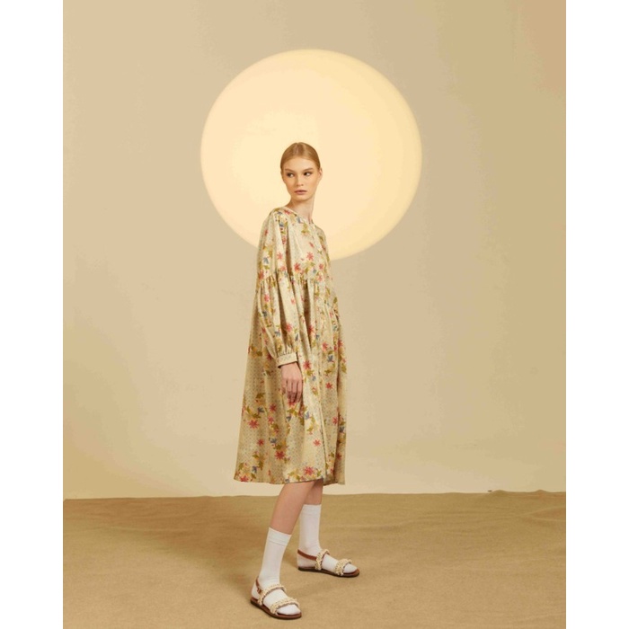 Nadjani X Megaiskanti - Dress Tine - Cream Berkualitas N4A3