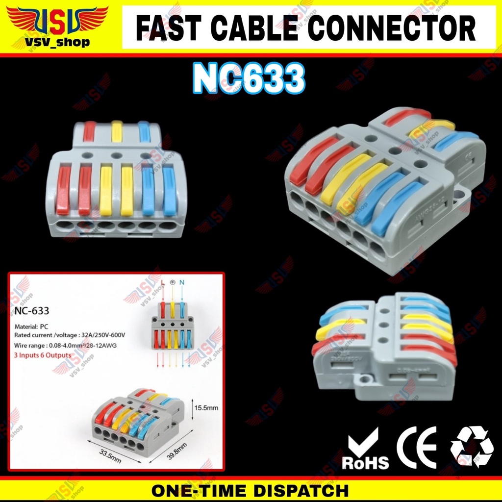 Terminal Konektor Kabel Sambung Cabang Quick Cable Connector wago 3IN