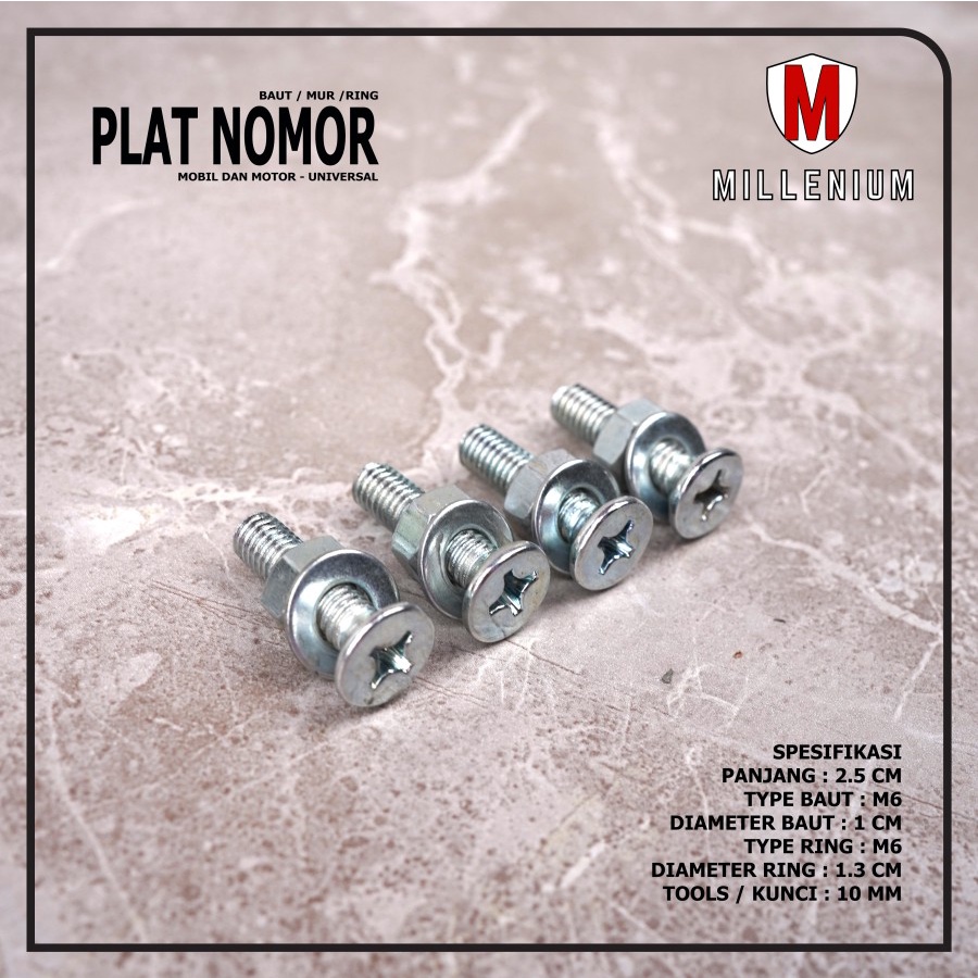 SET BAUT RING MUR PLAT NOMOR MOTOR MOBIL 1PCS