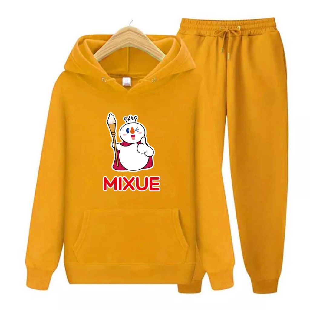 Hzl_outfit Setelan Hoodie Sweater Anak Cowok Dan Cewek Mixue Top/ Setelan Hoodie Anak S,M,XL