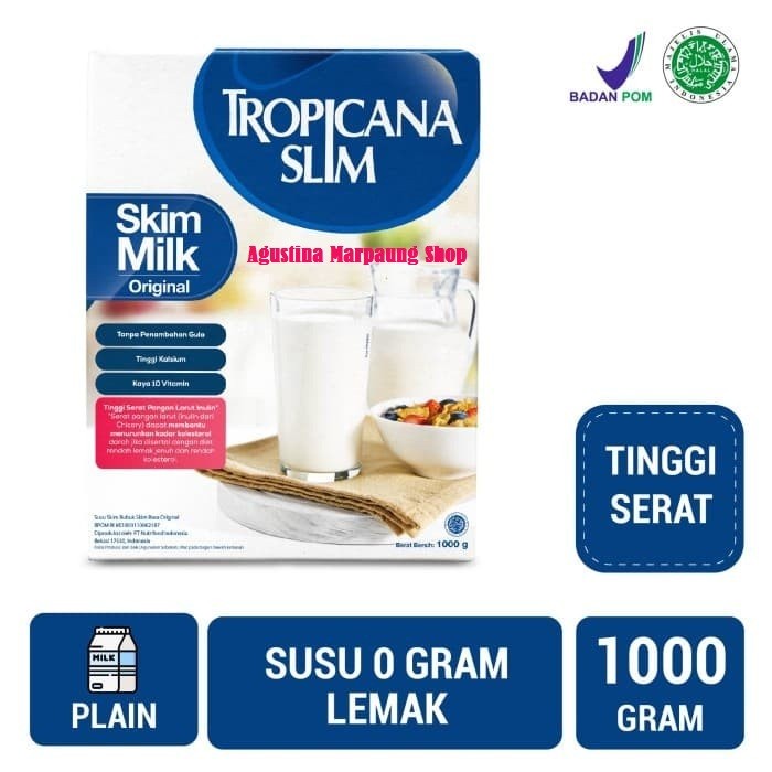 

TROPICANA SLIM Non Fat Skim Milk Plain (Susu NFDM Original) 1Kg/1000gr