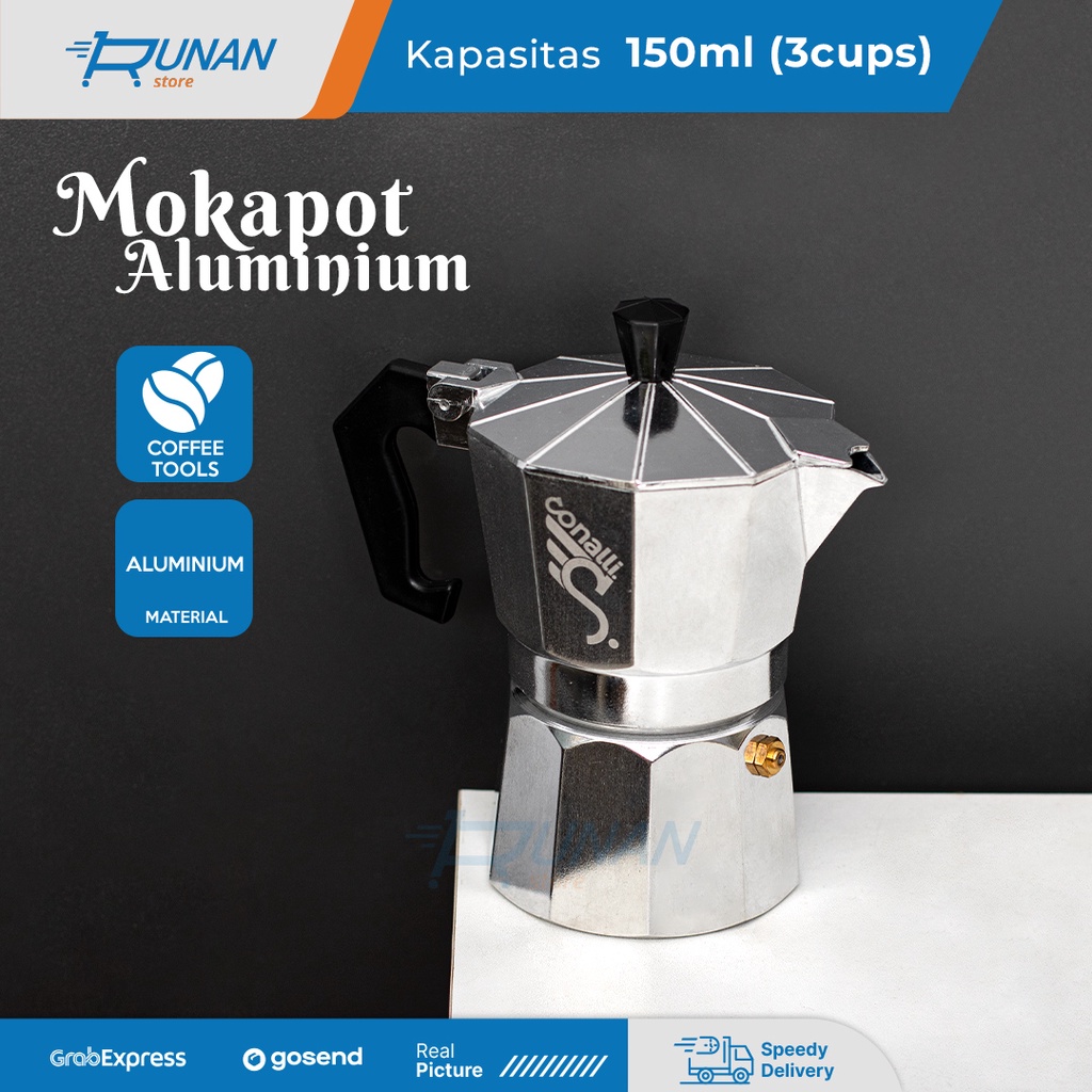 Jual Mokapot 3 cup Moka Pot 150ml Espresso Maker Putih Aluminium