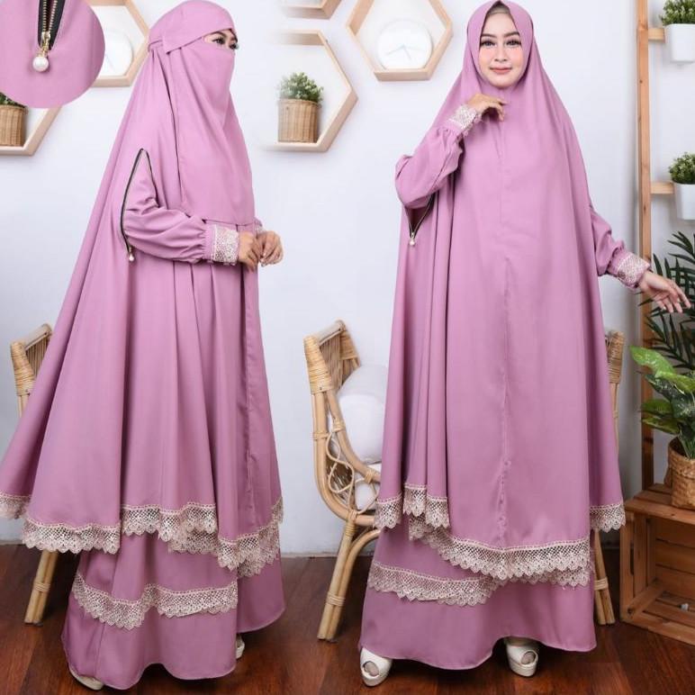STOK TERBATAS Gamis syari alya set by Resvy_collection