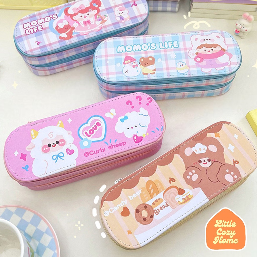 Chibi Cute Pencil Case / Korean Style Kotak Tempat Pensil Besar Dengan Resleting / Muat Banyak / Big Capacity With Zipper