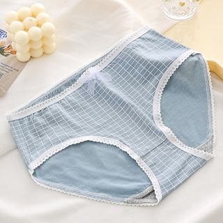 GO!CD1089 Cd Imut Fashion Jepang Celana Dalam Wanita Katun Import Mid Waist Motif Biru