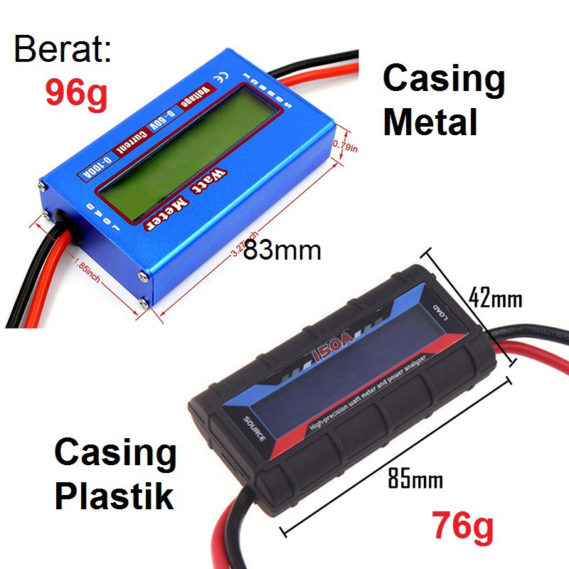 Watt Meter DC 60V 100A 150A Digital LCD Display Lipo Battery Power Analyzer Wattmeter Voltmeter