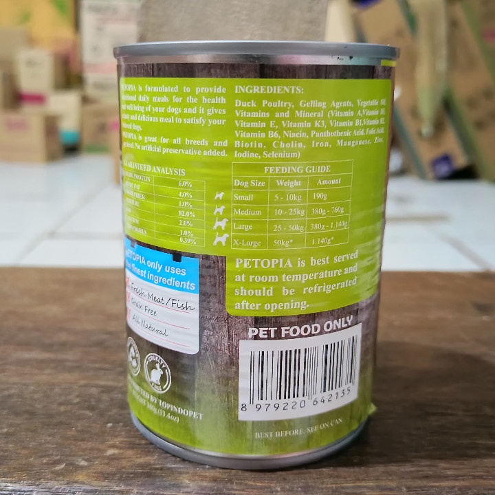 Makanan Anjing Petopia All Stages Gourmet Duck 380G Wet Food