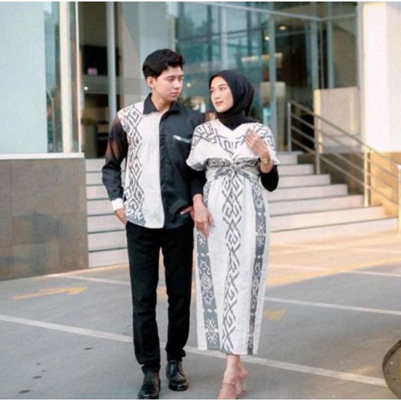 Couple tenun white Dress Raisa Couple pasangan tenun dress kondangan