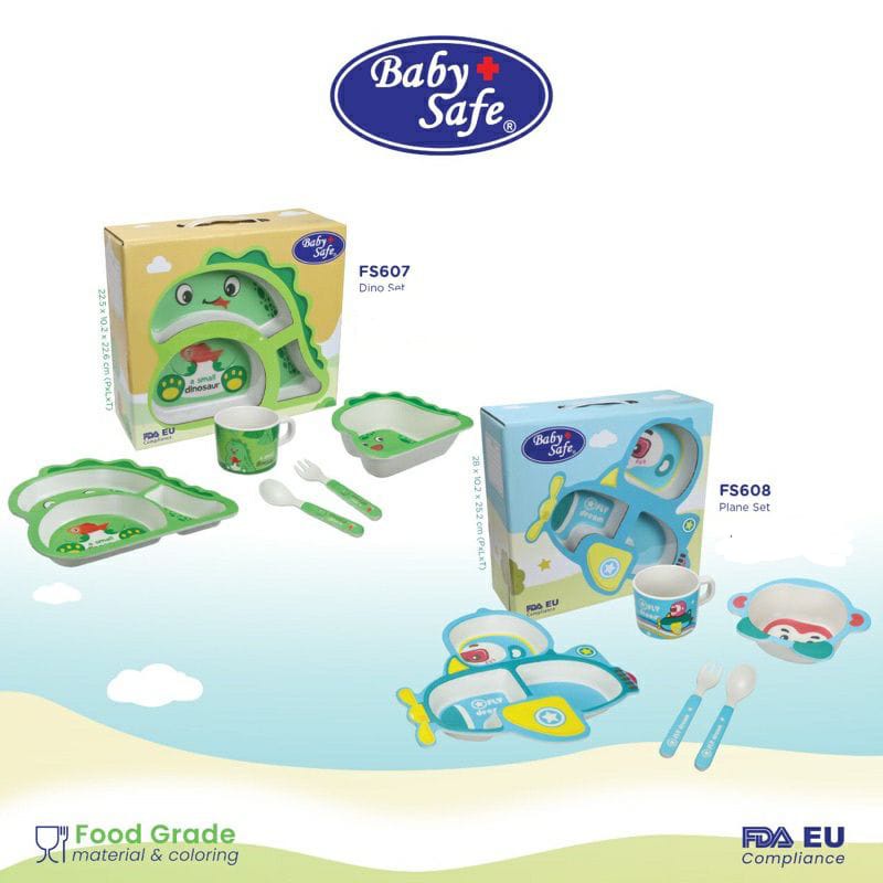 Baby Safe Feeding Set Piring Makan Sendok Garpu Gelas Anak Bayi | Peralatan Makan MPASI Gift Set