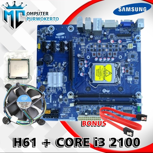 Paket Motherboard H61 + core i3 2100 + Fan