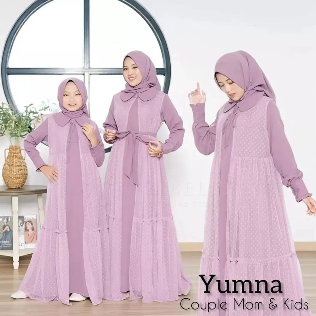 Gamis Sarimbit Terbaru 2023 Yumna Couple Mom &amp; Kids Baju Couple Ibu Anak Perempuan Hayra Oribelle Shakila Mix Tille Dot