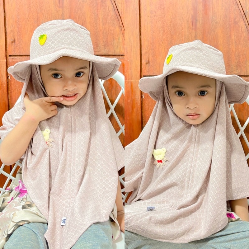 Hijab Anak Topi- Hijab Anak Topi Terpisah - Hijab Anak - Hijab Anak Bunga