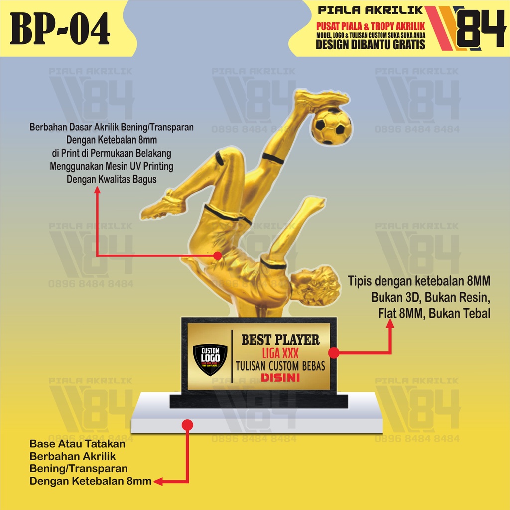 PIALA BEST PLAYER, PIALA PEMAIN TERBAIK, PIALA BOLA TROPHY BEST PLAYER, TROPHY PEMAIN TERBAIK, TROPH