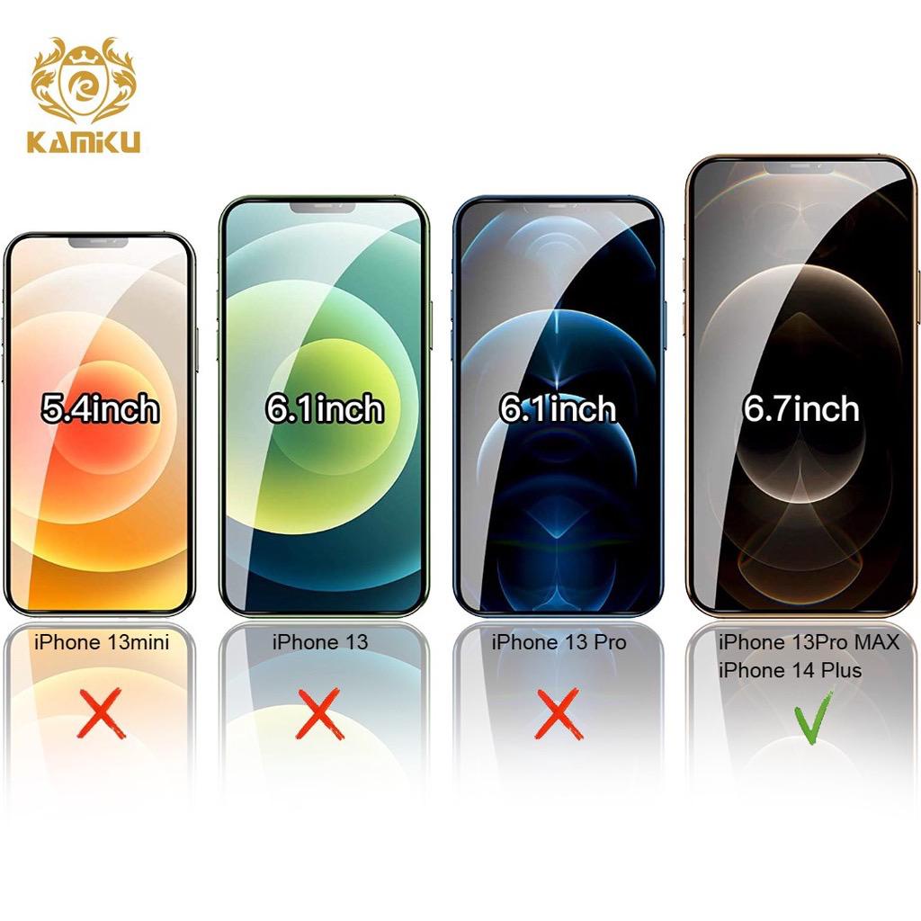 Original KAMIKU【2 Pcs】iPhone 13 Pro Max /14 Plus Privacy Screen Protector Full Coverage Anti-Spy Tempered Glass Film