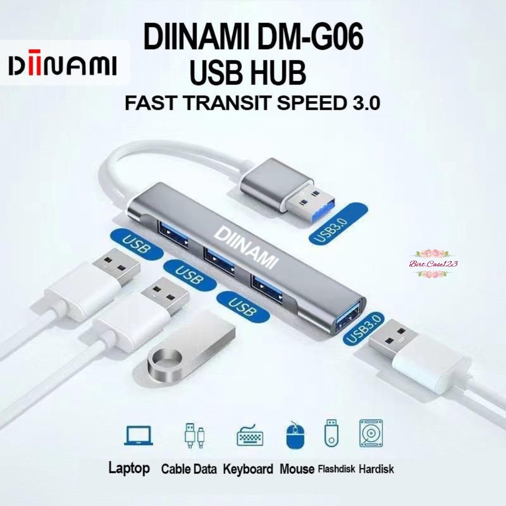 DIINAMI DM- G06 USB Hub 4 Ports USB 3.0 High Speed 5GBPS Original - Garansi Resmi 1 Tahun BC7153