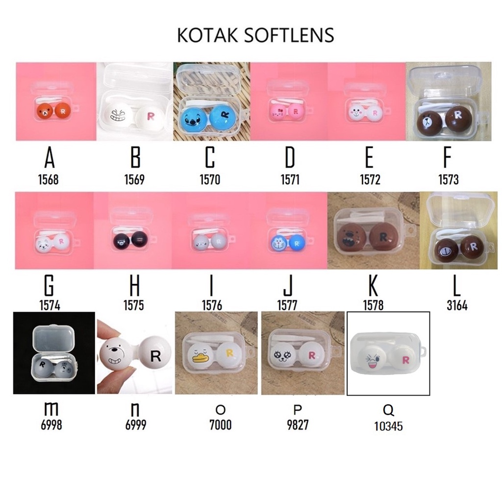 FYGALERY Kotak Soflens Karakter Plus Jepitan Tempat Soflen Motif Kotak Lensa Case Lensa Mini