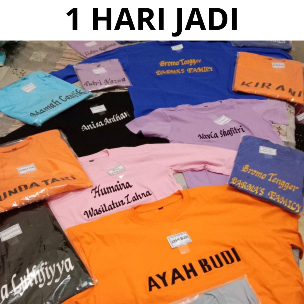 BAJU KAOS DEWASA BORDIR NAMA LENGAN PENDEK DAN PANJANG BEBAS SUKA-SUKA KUALITAS PREMIUM