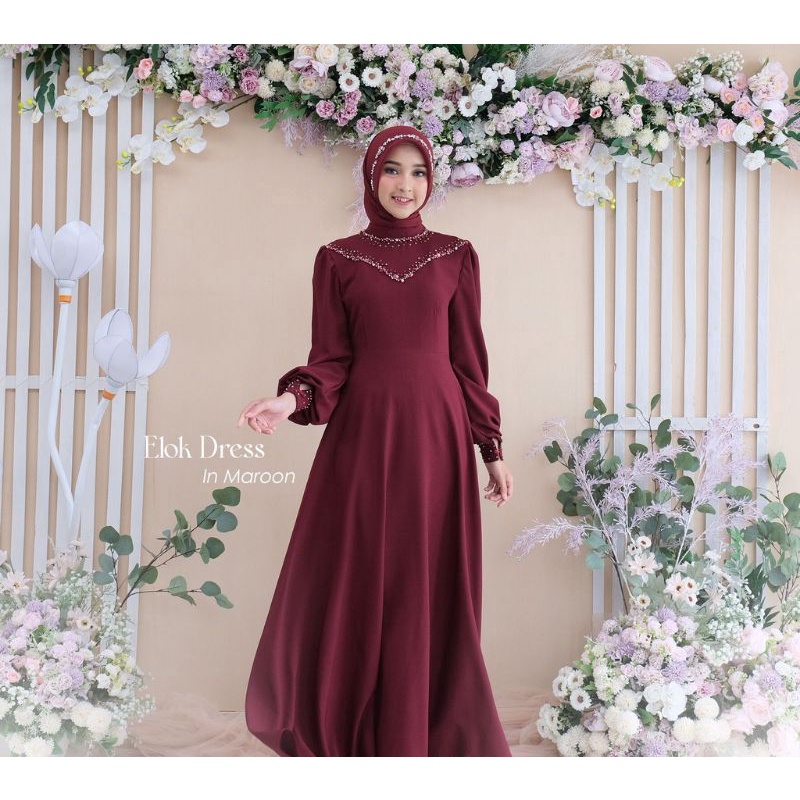 Elok dress - Gamis pesta promo toko baru - Gamis terbaru - Gamis kondangan - Gamis brukat - Gamis re