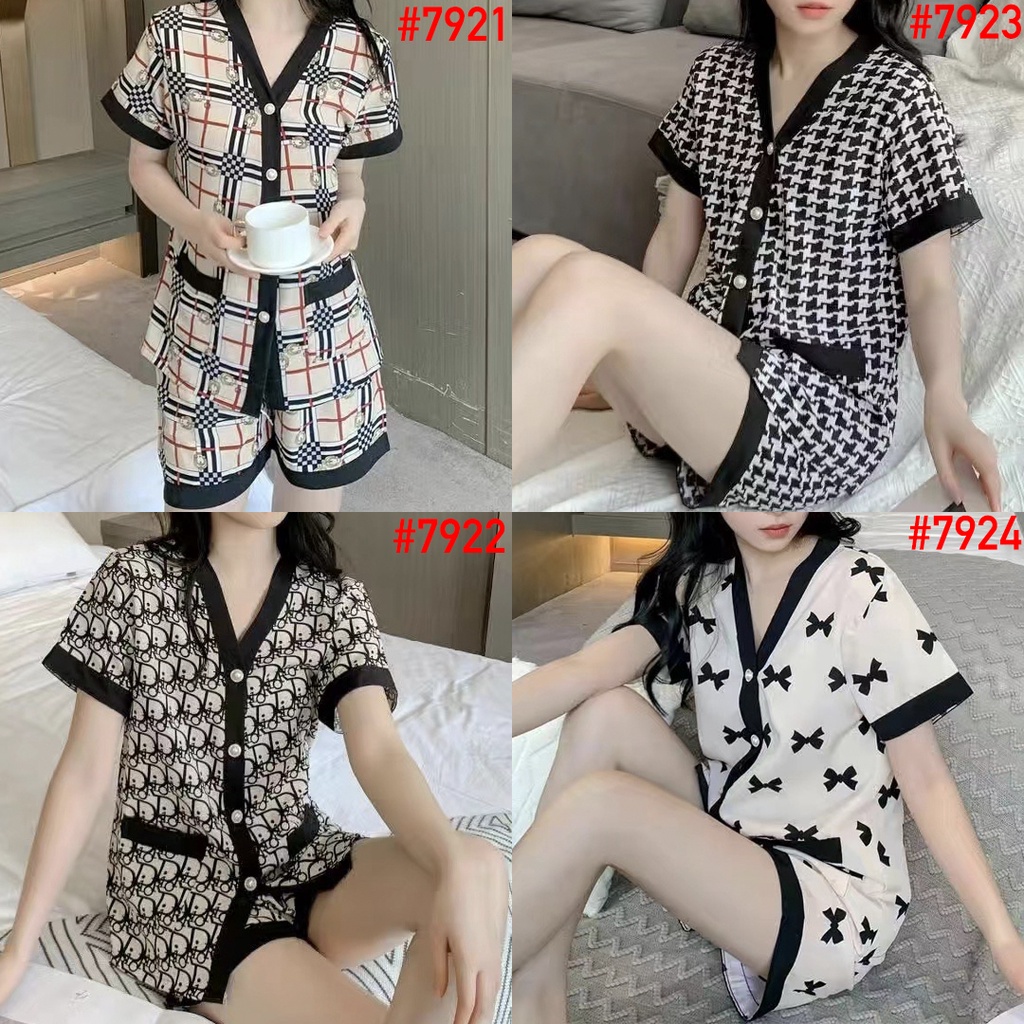 PREMIUM Piyama Korea JUMBO Baju Tidur Wanita Dewasa Bahan Satin Lengan Pendek Panjang Celana Pendek Panjang Powysuit