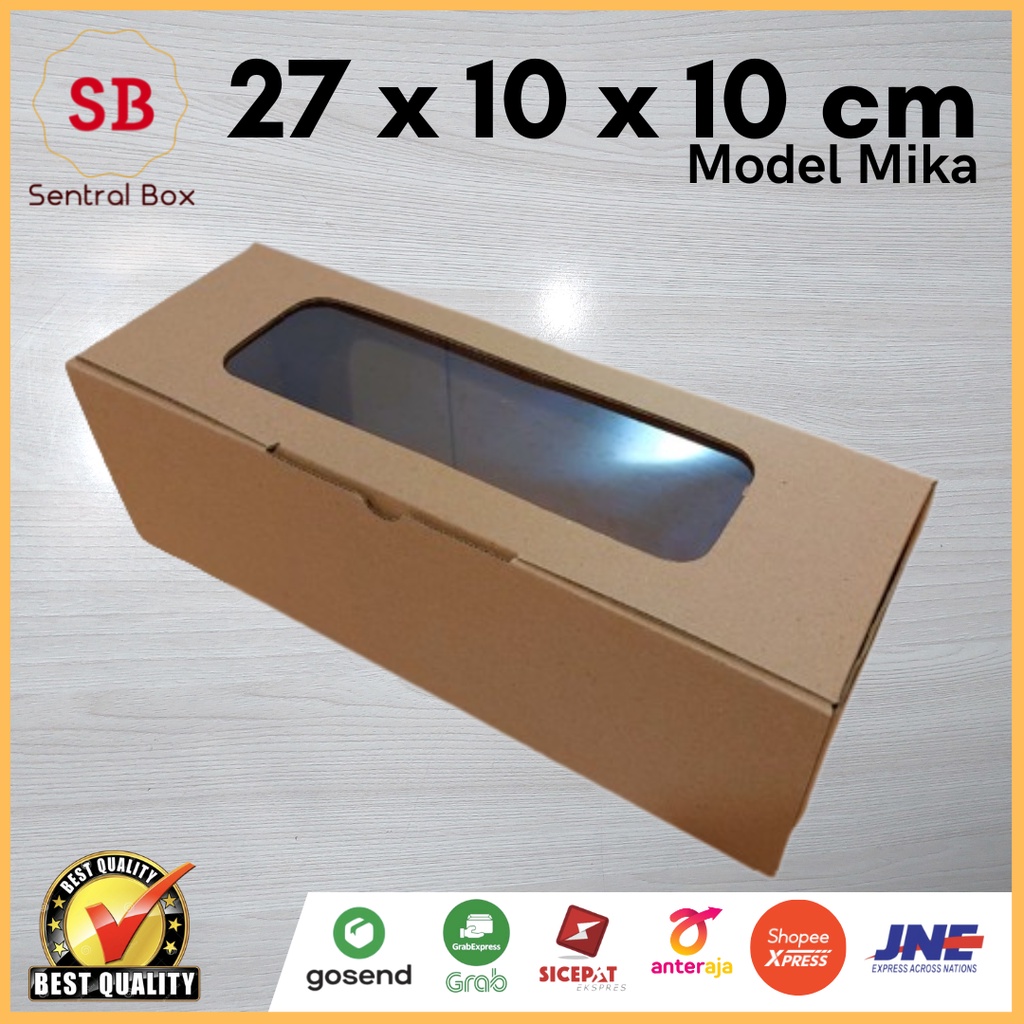 

( Min.order 5 pcs ) DUS MIKA 27 x 10 x 10 cm......Die cut Model Mika ( pembelian di atas 10 pcs harganya lebih murah)