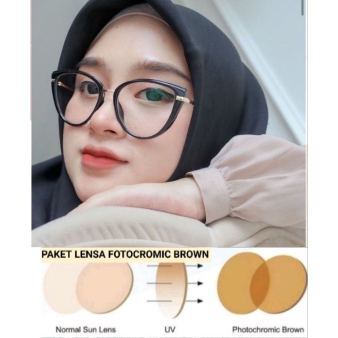 KACAMATA WANITA PAKET LENSA PHOTOBROWN KODE 95283