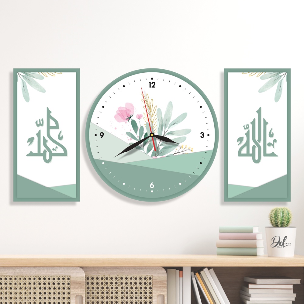 JAM DINDING KALIGRAFI / JAM DINDING 1 SET / JAM  MEJA DUDUK GEOMETRI / JAM DUDUK UNIK / DOYAN DEKOR