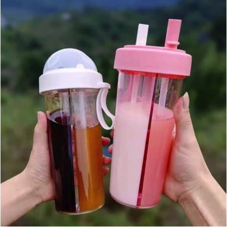 Botol Minum 600 ML Duet Sedotan 2 Sisi