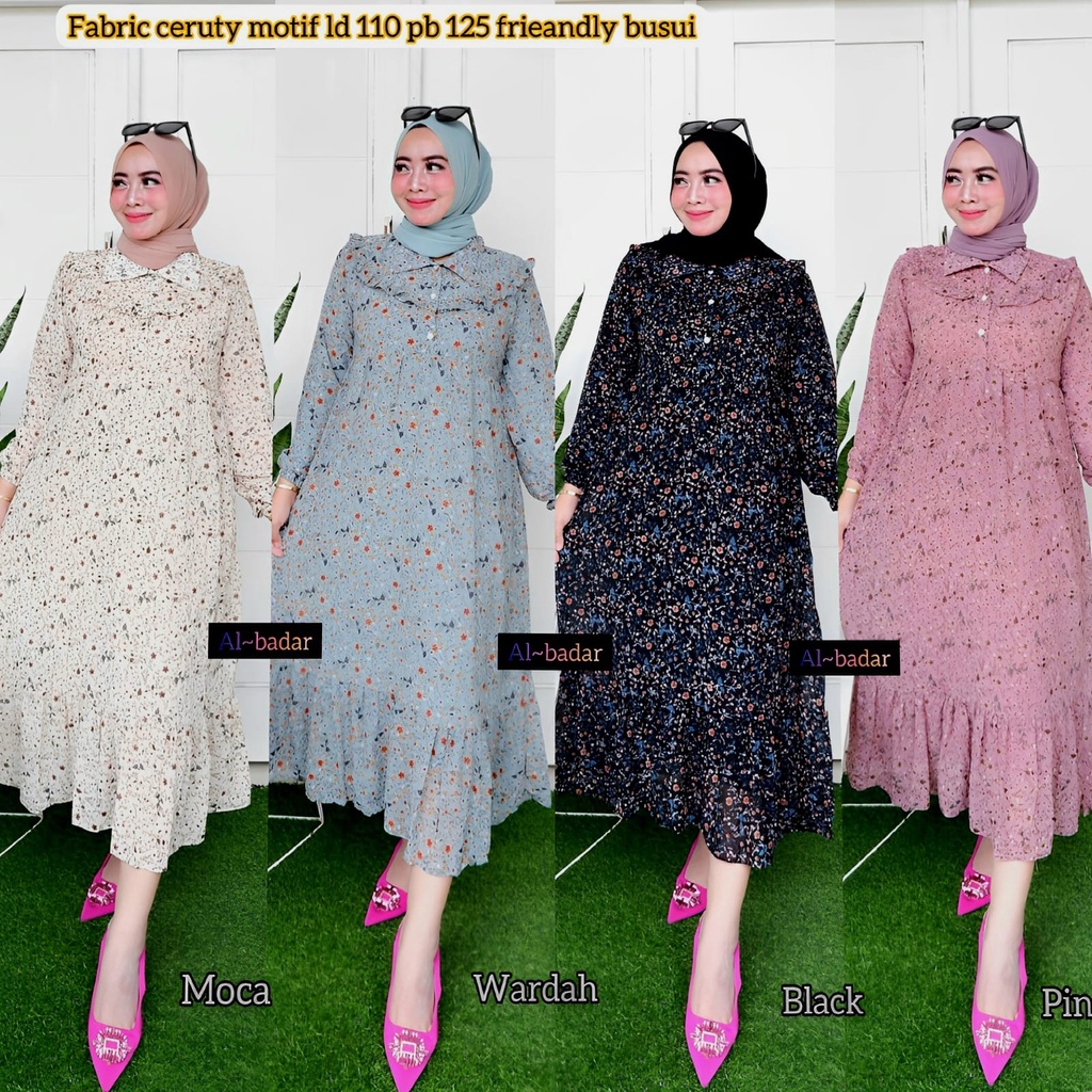 [ BISA COD ] MIDI DRESS CERUTY BABYDOLL MOTIF FRIEANDLY BUSUI MIX KANCING,TUNIK CERUTY MODEL TERBARU MIX KERAH KOREA,MIDI CERUTY TERLARIS