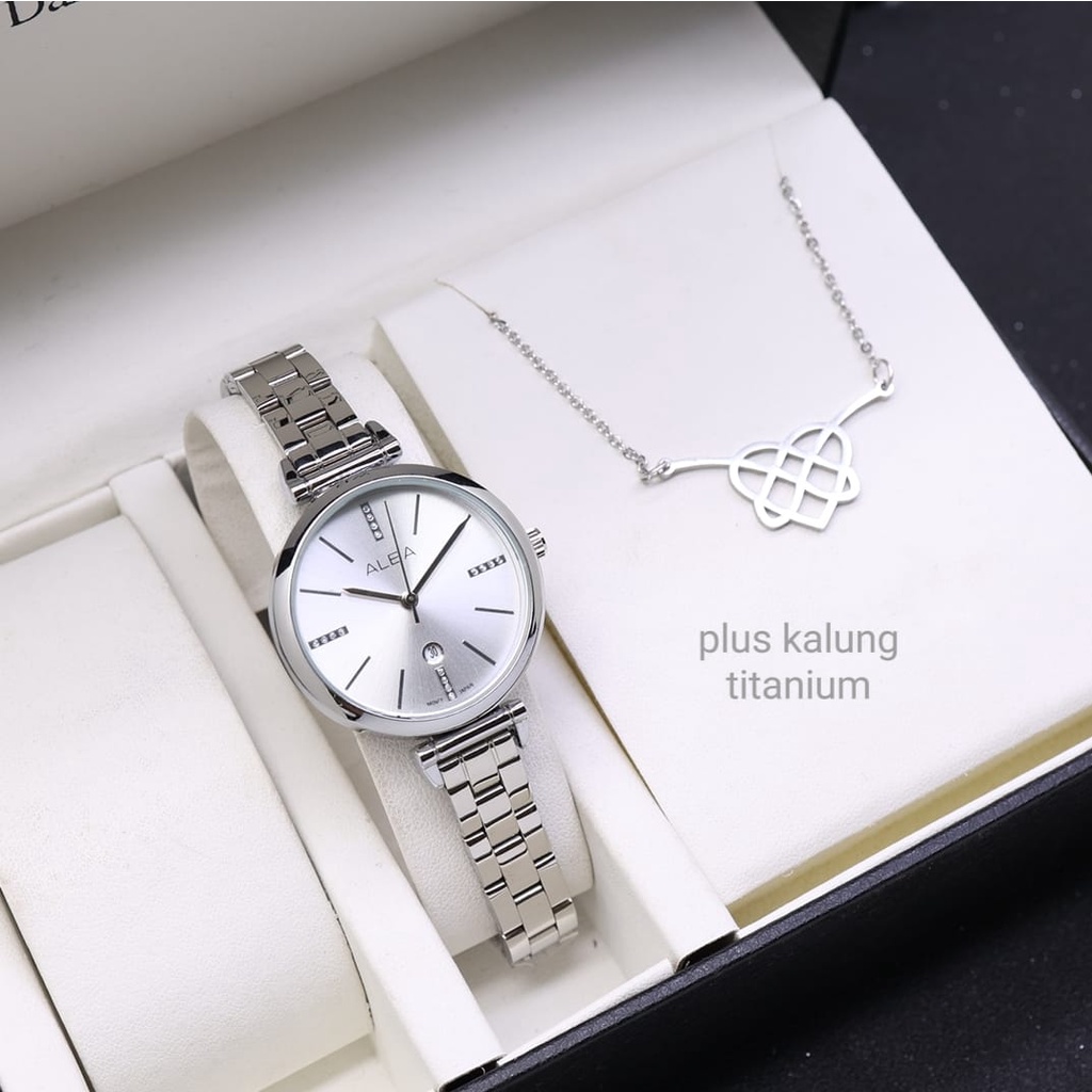 Jam Tangan Wanita Alba Rantai Plus Kalung Titanium Tanggal Aktif