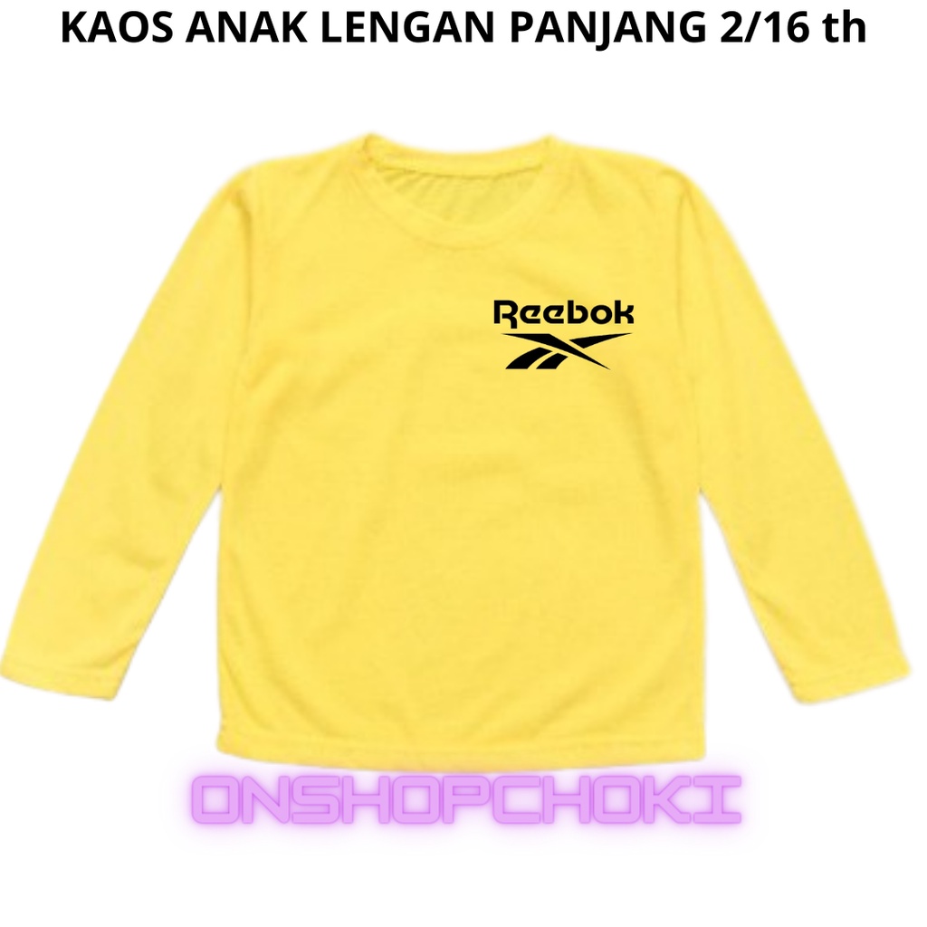 KAOS ANAK LENGAN PANJANG LOGO rebuk UNISEX USIA 2/16 TH CEWEK/COWOK COTTON COMBED