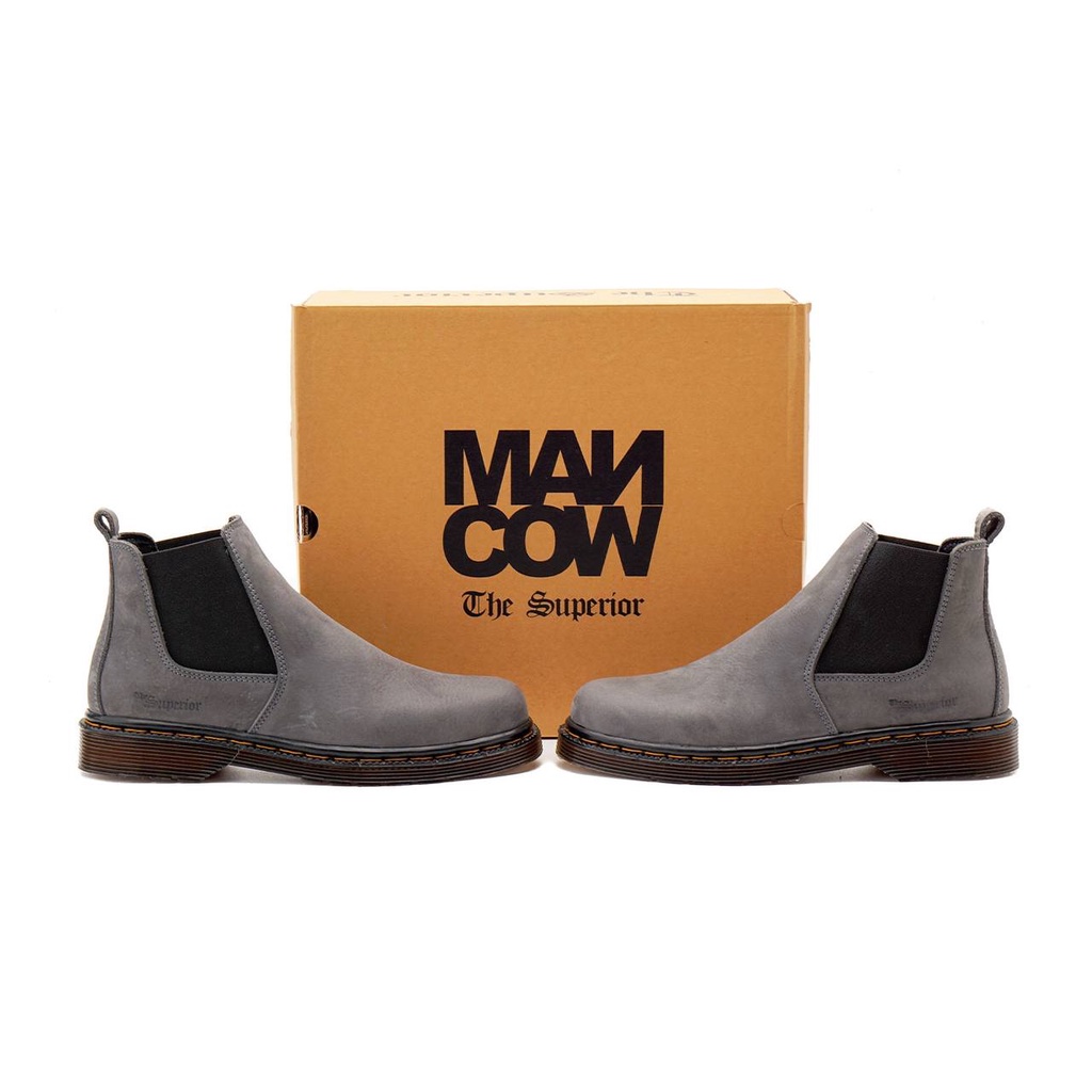 Mancow Chelsea Boots Crazy Horse Grey Sepatu Formal Pria Wanita Original Kulit Asli