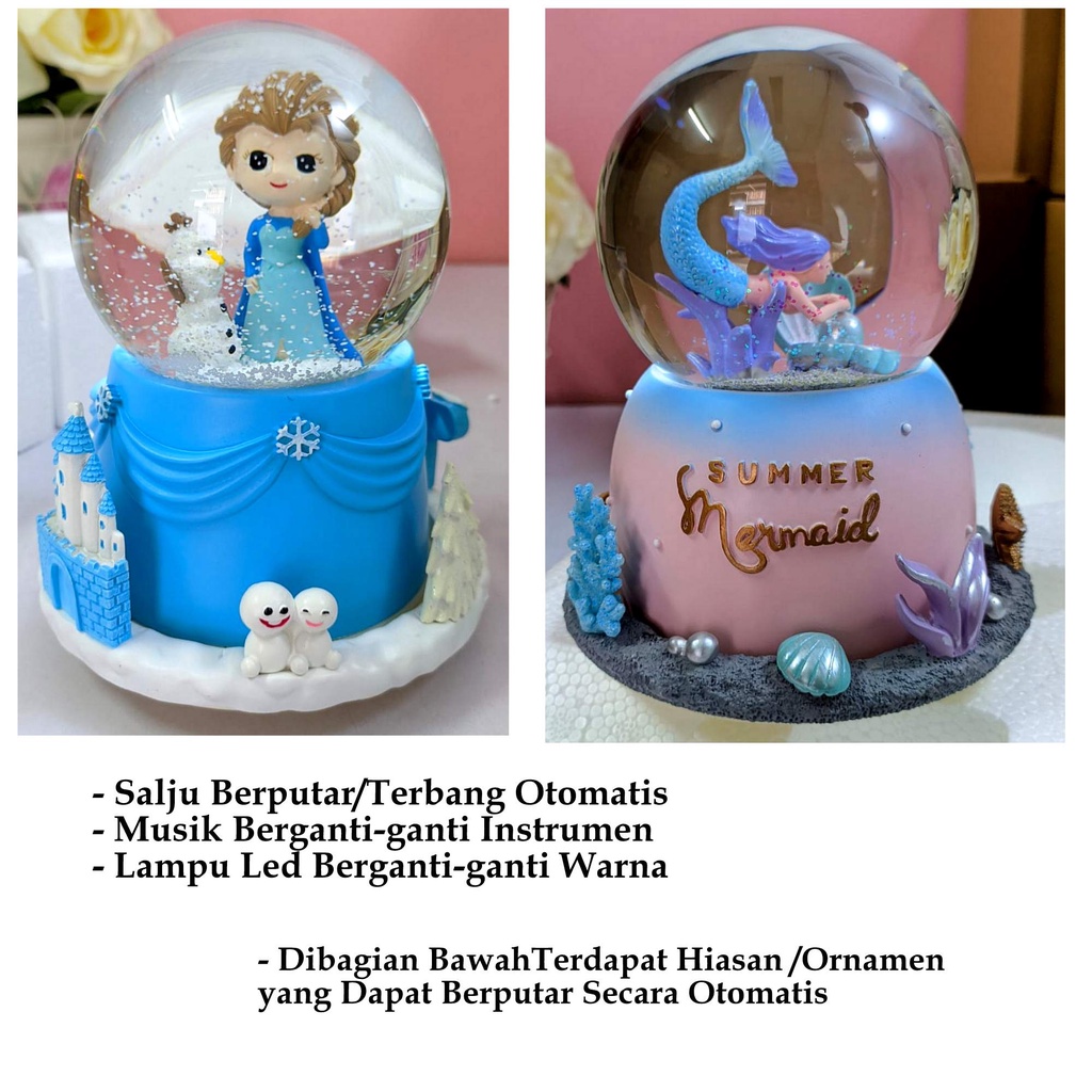 FITUR LENGKAP  SNOWBALL SUPER JUMBO Souvenir Pajangan Snowball / Bola Air Salju / Bola musik Kaca Or