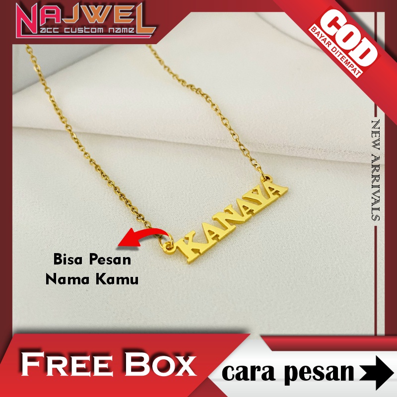 Kalung Nama Custom Titanium Stainless Steel Anti Karat Aksesoris Fasion Wanita Premium