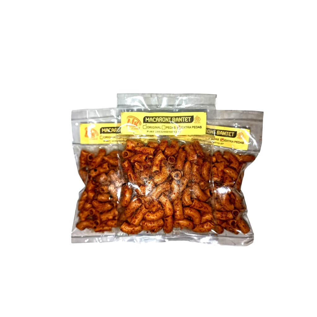 

200PCS MAKARONI BANTET MIX 50GR - MAKARONI PEDAS DAUN JERUK - MISTERBANTET SNACKPRO