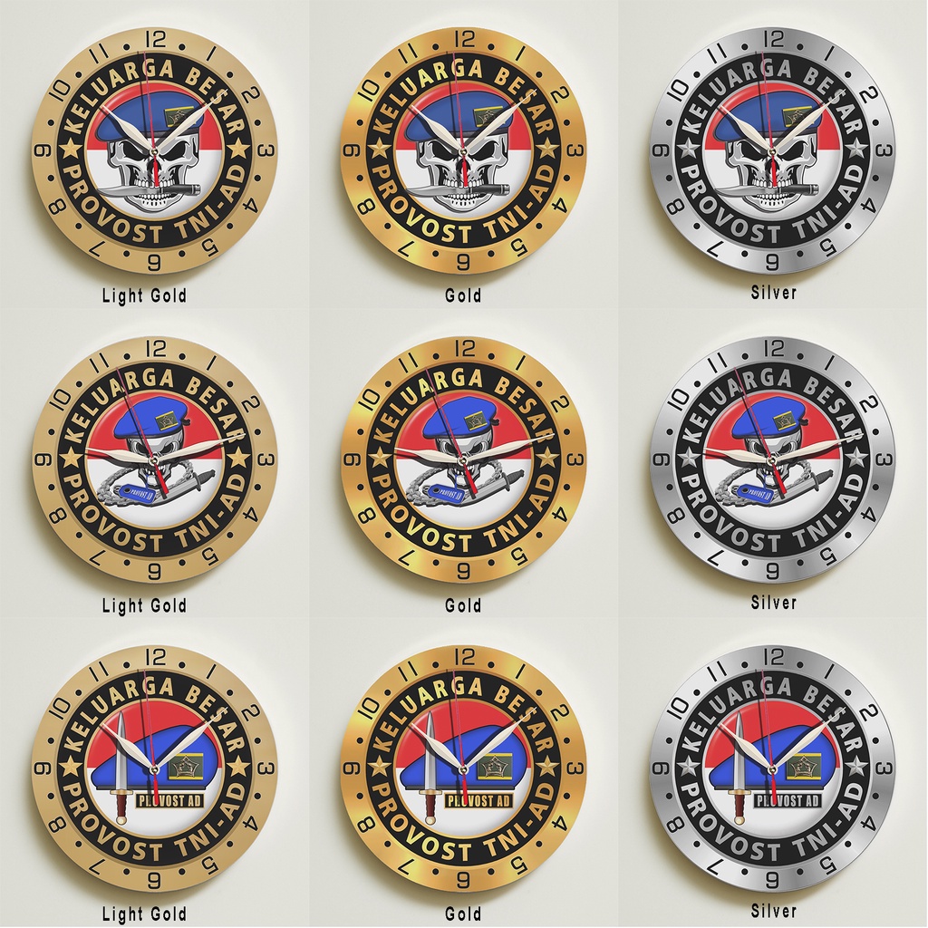 Jam Dinding Unik Keluarga Besar Provost TNI-AD - Kayu Karakter D30cm (Special Edition)