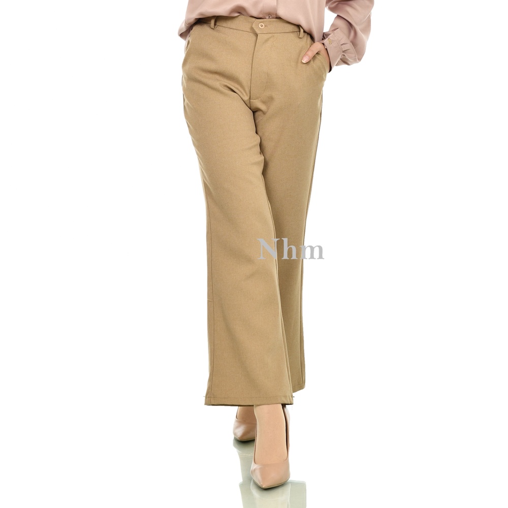 NHM Celana Bahan Cutbray Wanita Basic Jumbo BigSize Kantor Formal Kuliah