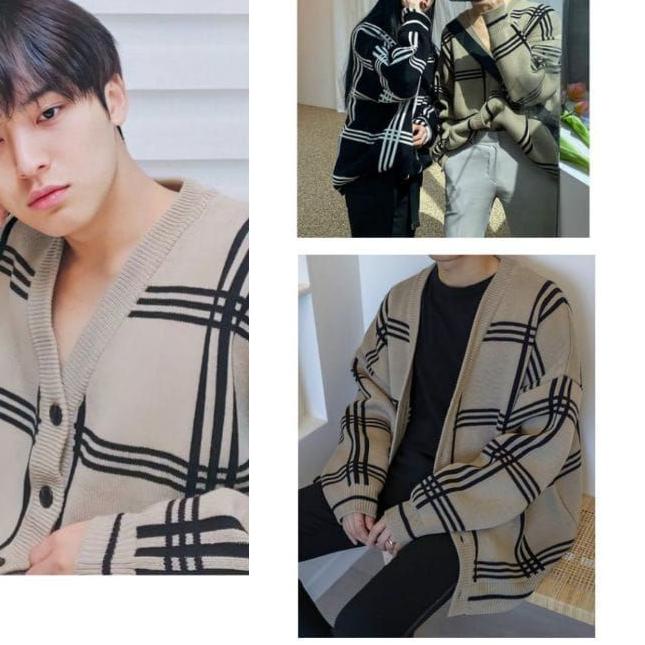 ☈ CARDIGAN MINGYU SEVENTEN MOTIF KOTAK RAJUT PREMIUM/CARDIGAN ✲