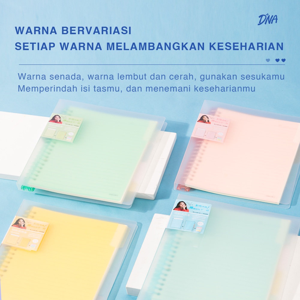 Deli Loose Leaf Book / Binder A5/B5 Isi 60 Halaman Cover Transparan Warna Pastel QHA560 QHB560