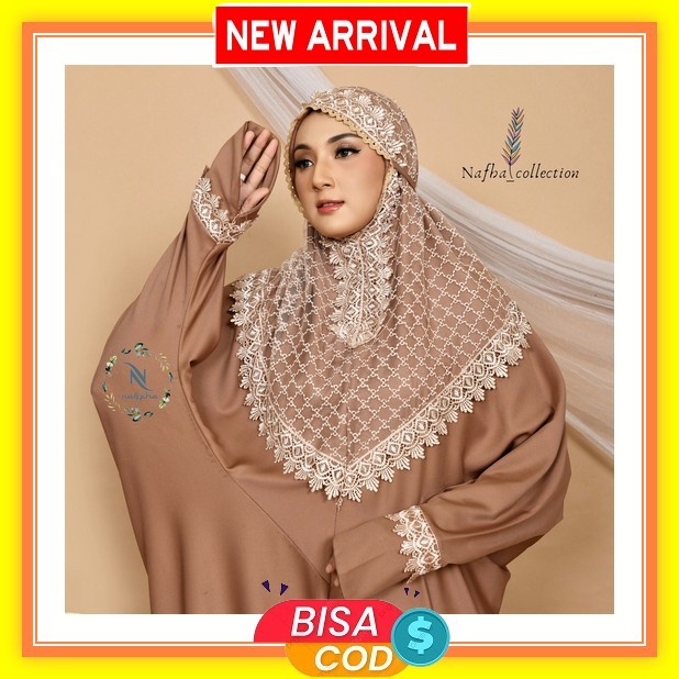 Mukena Wanita Dewasa Mukena Alusa Motif Polos Renda Bunga Micro Premium Ori Nafha - Mukena Terusan D