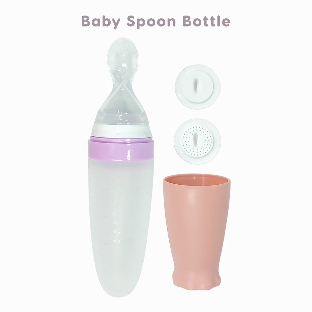 NIA BABY SPOON BOTTLE SILICONE - BOTOL SENDOK BAYI MPASI SILIKON 100ML