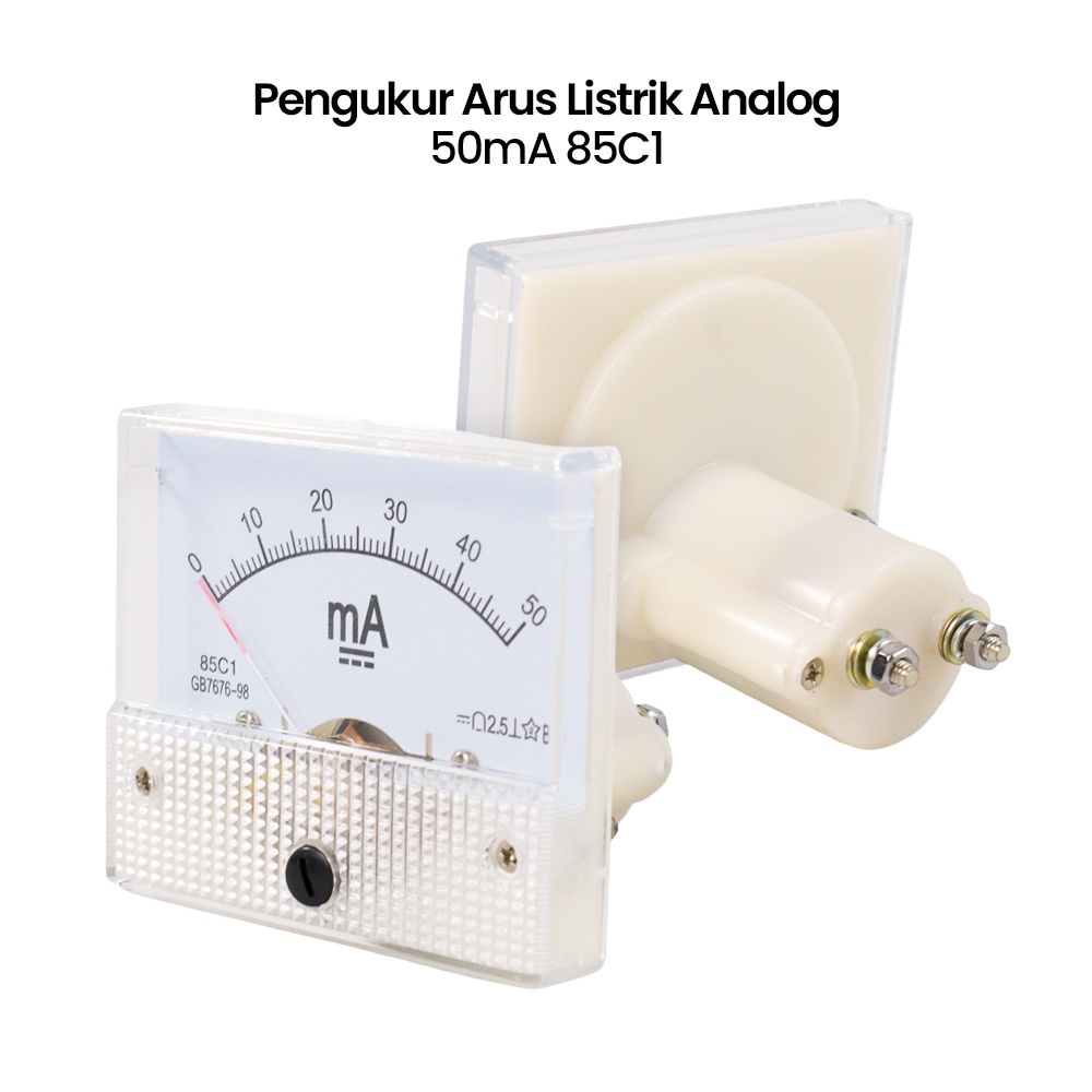 Pengukur Arus Listrik Analog Ammeter Panel AMP Meter 50mA - 85C1 - White