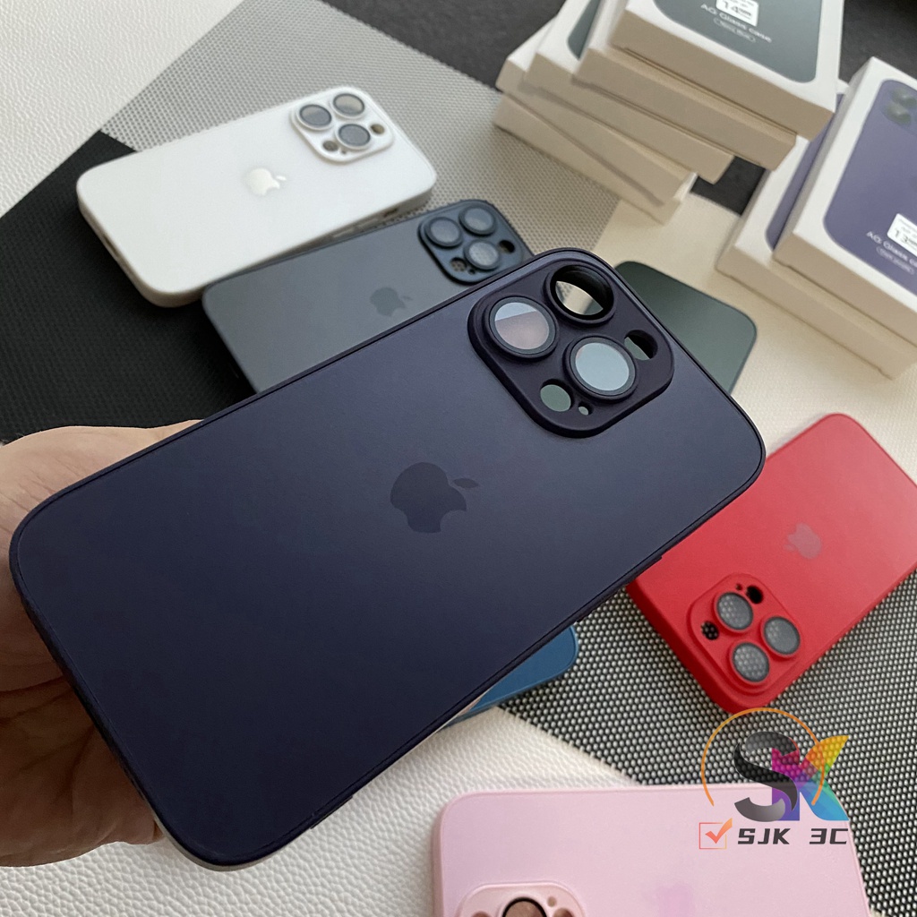 Casing Kaca Buram Kelas Ultra Mewah Cocok untuk iPhone 14 13 12 11 Pro Max Anti Sidik Jari Anti Keringat 11 ProMax Anti Gores AG Casing Kaca Silikon