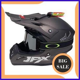 suku cadang ORIGINAL HELM / JPX CROSS SOLID ABU DOFF & GOGGLE MASK / HELM FULL FACE TERLARIS 140ZZ3