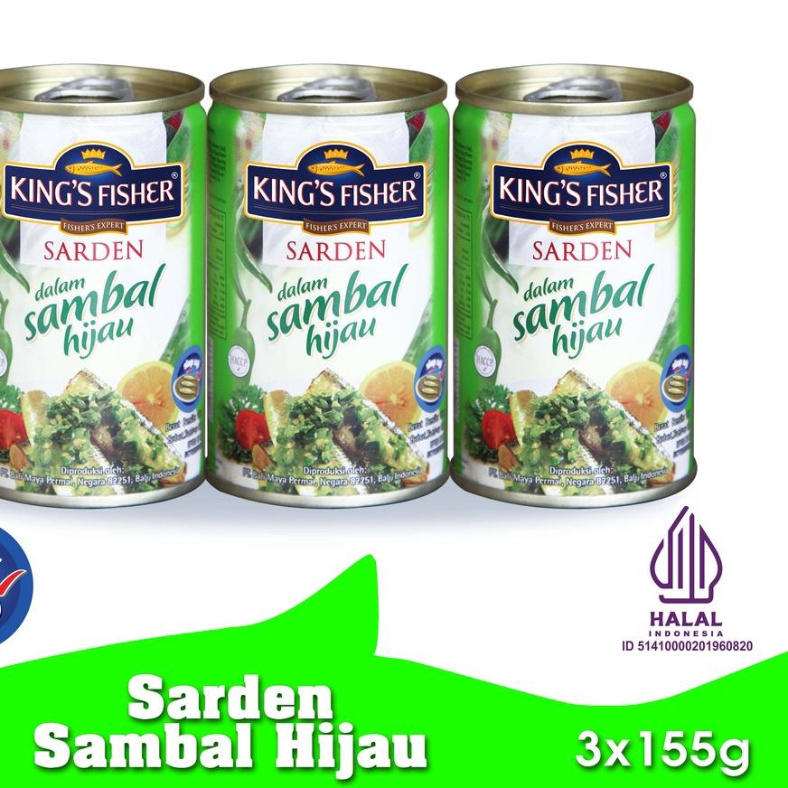 

QC PASS⭐✔️-King's Fisher Paket 3 pcs Sarden mini Sambal Hijau Makanan Kaleng 155 gr