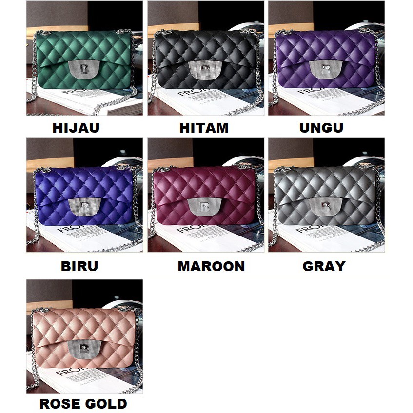 FYGALERY FYG1211 Tas Selempang Wanita Tas Jelly Matte Tali Rantai Fashion Sling Bag