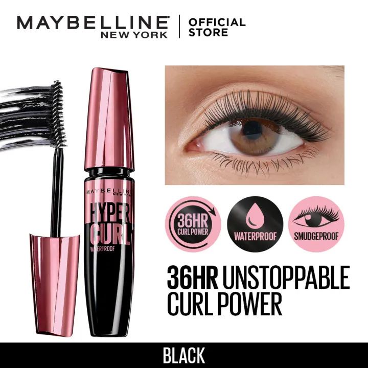 Maybelline Volum Express Hypercurl Waterproof Mascara MakeUp [Black]