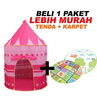 BARANG BARU Tenda Anak Mainan Model Castle Kids Biru dan Pink Gratis Matras Anak Tenda Praktis Camping Indoor Outdoor JUMBO